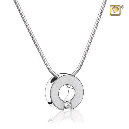 Omega™ Rhodium Plated Two Tone with Clear Crystal Pendant