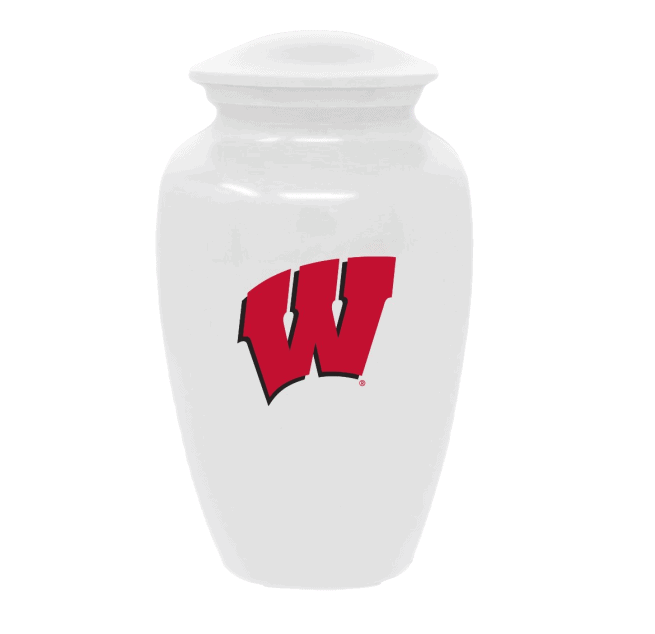 White Wisconsin Cremation Urn
